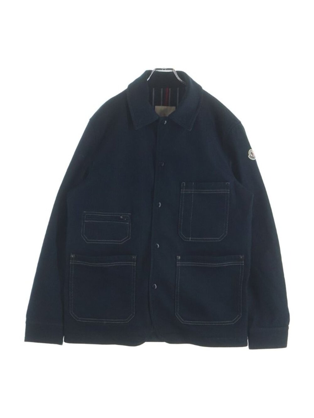 Moncler Haderu Giubbotto Sleeve Logo Patch Denim Coverall Indigo Overalls